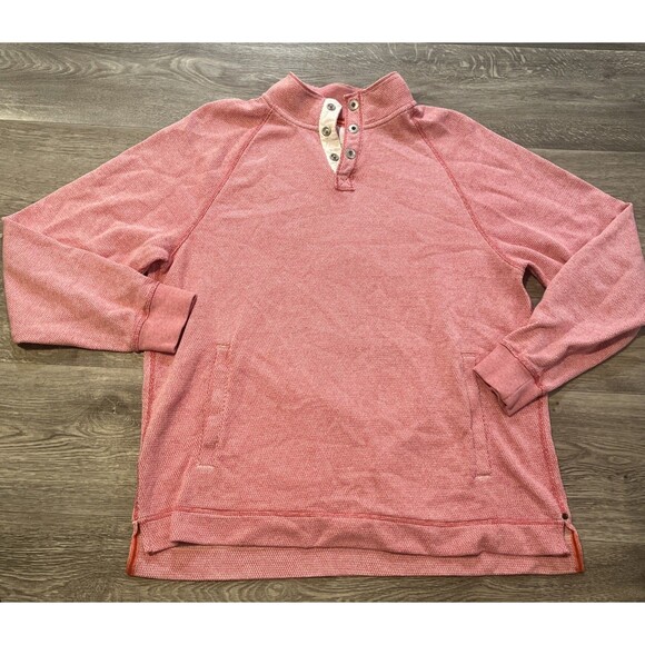 TOMMY BAHAMA Men's Cedar Springs Snap Mock Sweater Pink Sweatshirt Size Medium - Picture 1 of 15